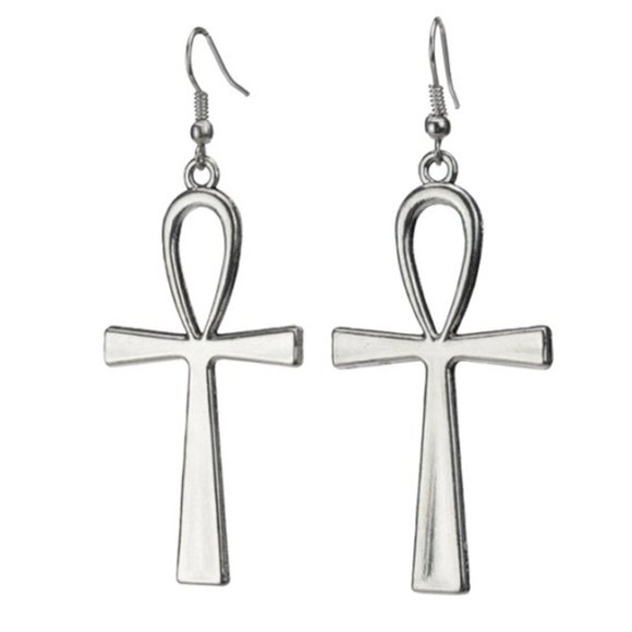Ankh Silver Earrings - Picture 2 of 3